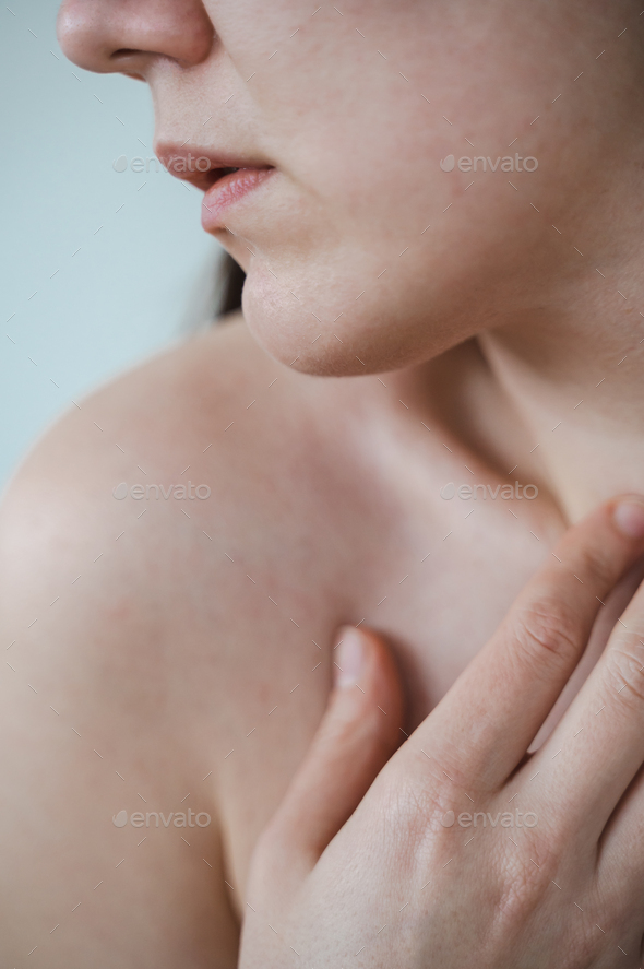 Woman neck and chin close up - Stock Photo - Images