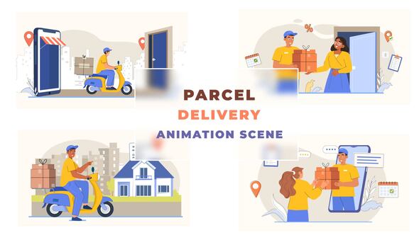 Online Order Parcel Delivery Scene