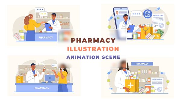 Pharmacy Illustration Animation Scene