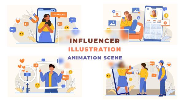 Influencer Illustration Animation Scene