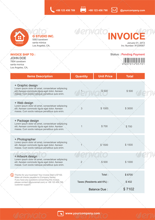 gstudio clean invoices template by terusawa graphicriver