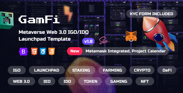 Excellent GamFi - Metaverse Web3 IGO Launchpad HTML5 Template