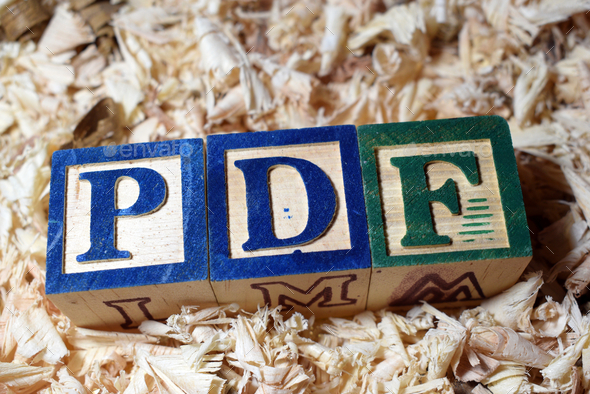 Portable Document Format (PDF) acronym arranged with wooden blocks - Stock Photo - Images