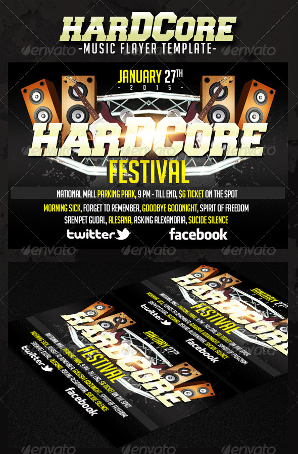 Hardcore Music Flyer - Concerts Events