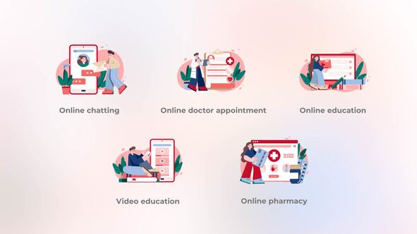Pharmacy and Education  - Light Red and Blue Concepts