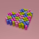 Geometric heart divided in pixel blocks over pink background - PhotoDune Item for Sale