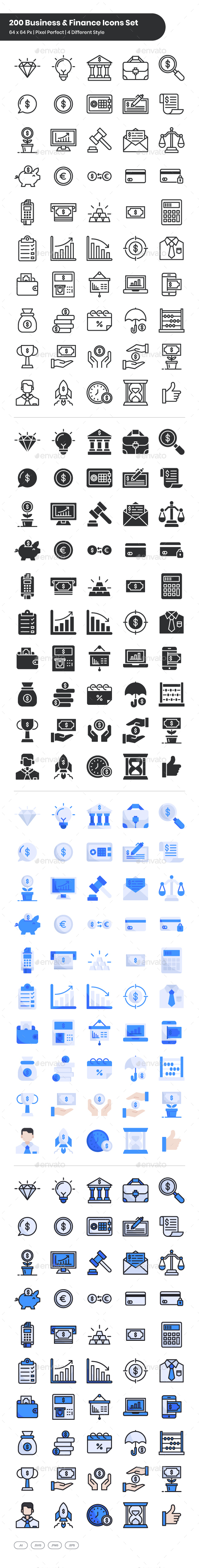 200 Business & Finance Icons Set
