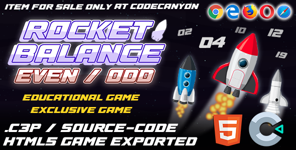 Rocket Balance Even Odd HTML5 Game - With Construct 3 File