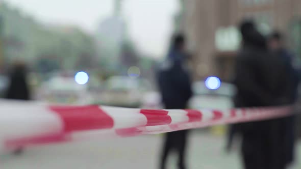 Barrier Warning Police Tape at the Crime Scene. Kyiv. Ukraine alt