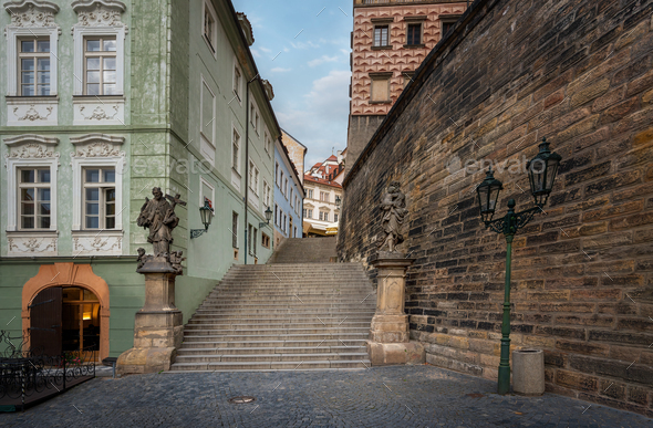 Radnicke schody Stairs at Mala Strana - Prague, Czechia - Stock Photo - Images