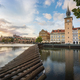 Panoramic view of Vltava River skyline with Old Town Water Tower and Prague Castle - Prague, Czechia - PhotoDune Item for Sale