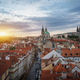Aerial view of Mala Strana at sunset with St. Nicholas Church and Prague Castle - Prague, Czechia - PhotoDune Item for Sale