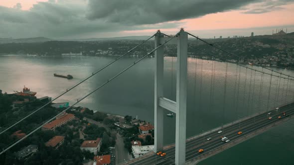 turkey istanbul bosphorus bridge aerial view