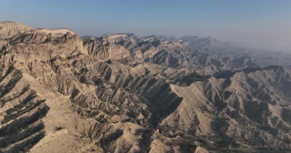 Aerial view of beautiful textures and hills in Vashlovani national park. Gorgeous place in Georgia. alt