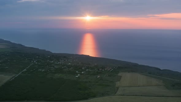 Magical sunrise over sea