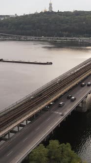 Vertical Video Aerial View of the Dnipro River  the Main River of Ukraine alt