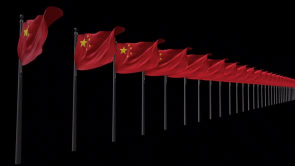 Row Of China Flags With Alpha 2K alt