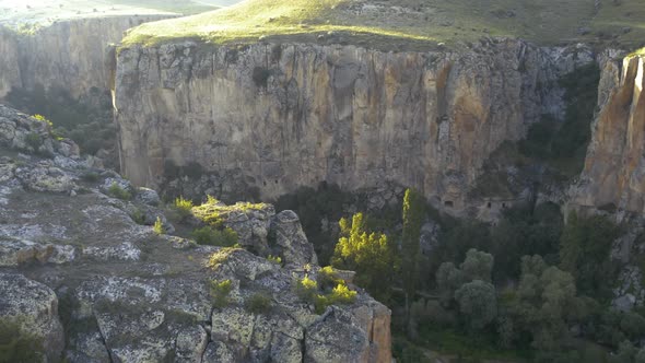 Ihlara Valley Canyon View From Air During Sunrise