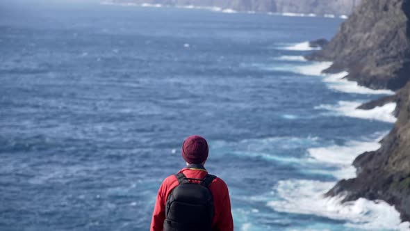 Man Overlooking Dramatic Coastline alt