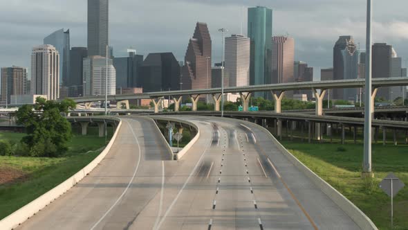Timelapse of traffic on freeway near downtown Houston. This video was filmed in 4k for best image qu alt