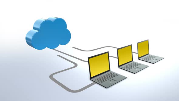 Three notebooks transferring data to the server. Network uploading files. alt