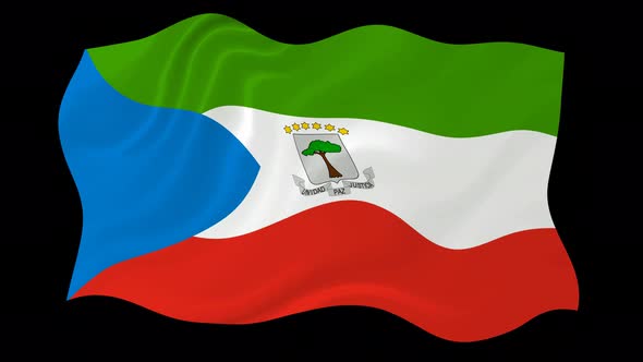 Equatorial Guinea Waving Flag Animated Black Background