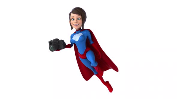 Fun 3D cartoon animation of a Super woman alt