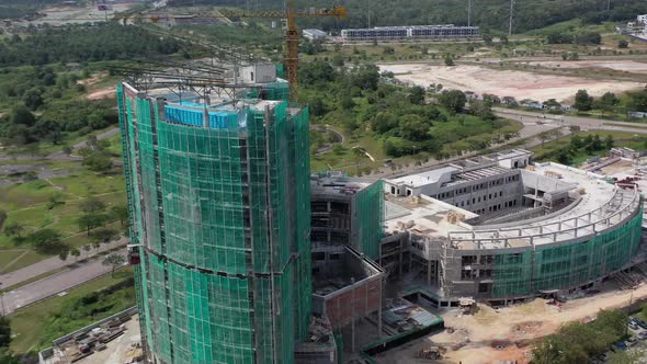 Building Construction Site Drone Shot 4K