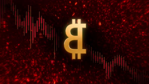 Bitcoin Trading Bear Market Red Cryptocurrency Graph Loop Background