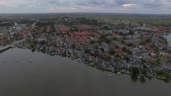 Aerial flight above the Koog Zaandijk, Netherlands alt
