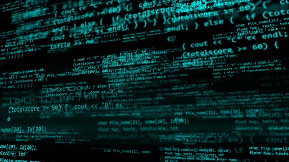 Abstract Programming Code Moves In The Camera. Software Development Concept