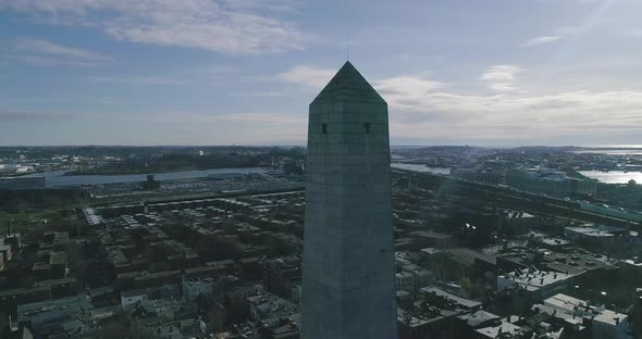 Aerial Pan Around of the Bunker Hill Monument in Boston alt