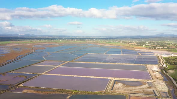 Salt evaporation ponds, aerial view alt