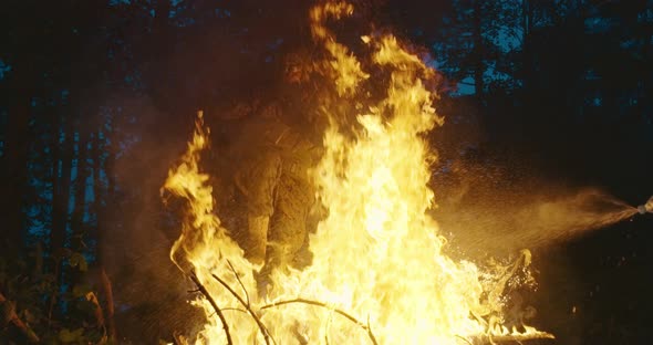 Soldiers of the Elite Special Purpose Units in Forest at Night alt