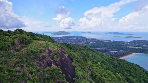 Aerial view of Phahindum viewpoint. amazing mountain nature view in phuket thailand alt