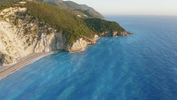 Aerial View of Beautiful Milos Beach of Lefkada Ionian Island Greece alt