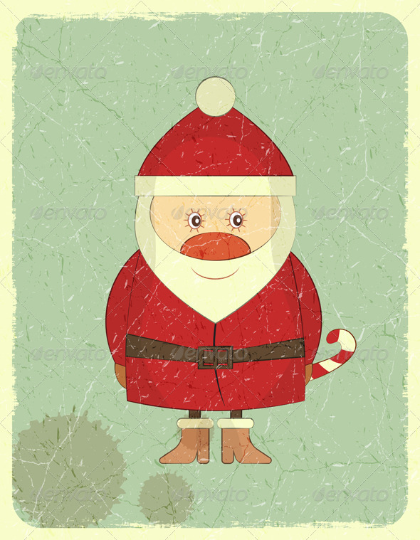 Merry Christmas Vintage card with Santa Claus - Christmas Seasons/Holidays
