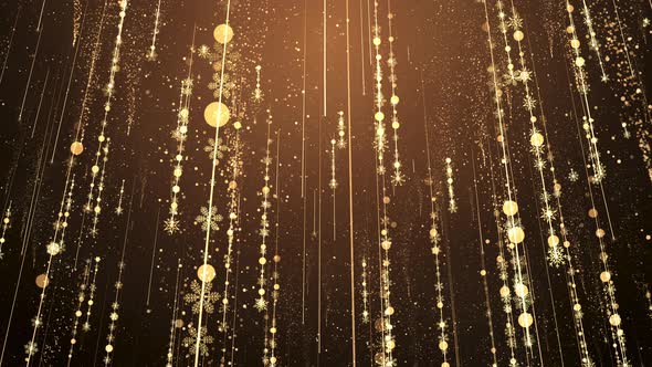 Christmas Background with Snowflakes Particle Light on Gold
