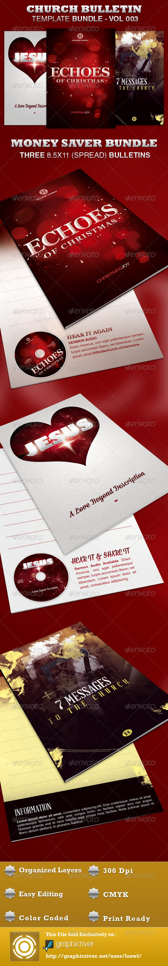 Church Bulletin Template Bundle-Vol 003 - Informational Brochures