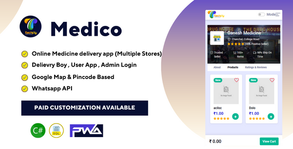 MEDICO Online medicine delivery app Quickcommerce  (PWA With C#)