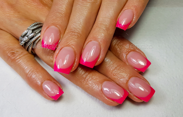 25 Hot Pink Vibrant Nails for Modern Women : Shades of Pink Double French  Tips