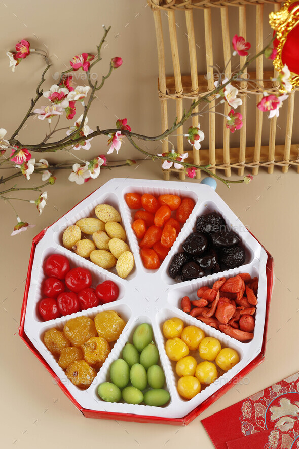 Eight Various Chinese New Year Candied Fruit or Manisan Imlek Stock ...