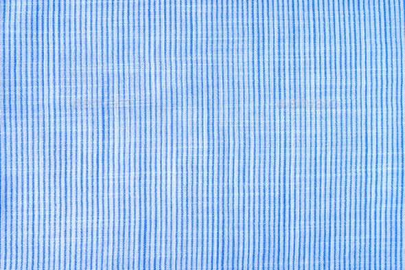 Natural Blue Linen Texture With Striped Pattern As Background, Wallpaper. Top View, Flat Lay