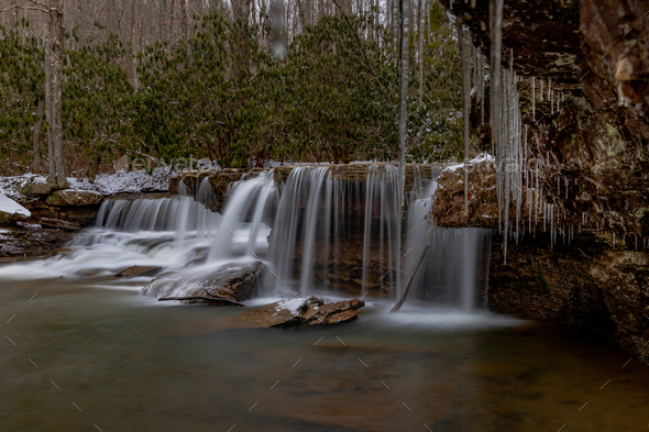 Icicles at Mash Fork Falls - Stock Photo - Images