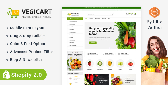 Vegicart – Organic Fruits & Vegitable Store Shopify 2.0 Responsive Theme