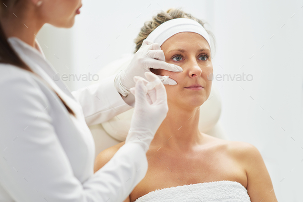 A scene of medical cosmetology treatments botulinum injection. - Stock Photo - Images