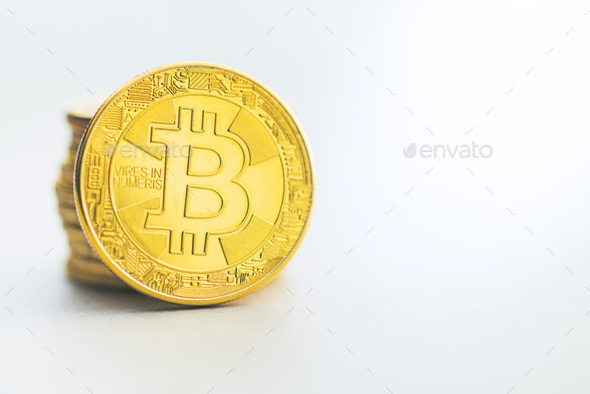 Heap of bitcoin coins. - Stock Photo - Images