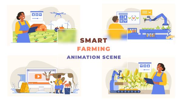 Smart Technology Farming Animation Scene