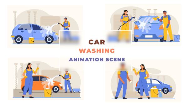 Car Washing Animation Scene