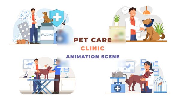 Pet Care Clinic Animation Scene